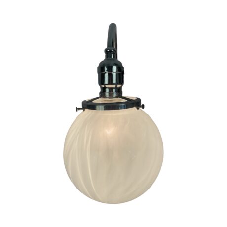 VL1112 Antique c1905 Nickel Plated Brass Sconce Cased Glass Globe Shade Restored - Image 5