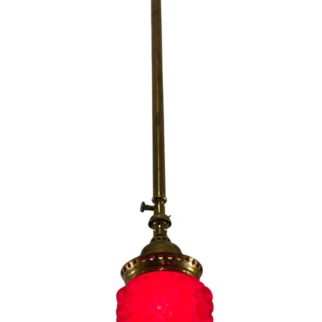 VL1036 Antique Victorian Pole Pendant Reflex Fitter Ruby Red Grape Cluster Shade Rare - Image 3