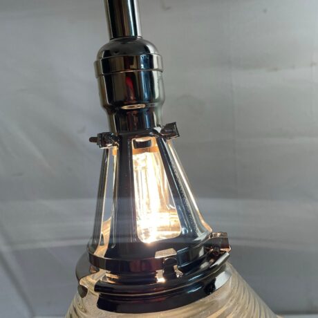 VL1039 Antique Nickel Plated Industrial Pendant Conical Lightolier Shade Restored - Image 3