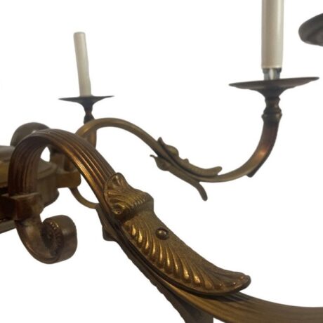 VL1052 Vintage c1940s Cast Bronze Classical Revival 6-Light Chandelier Restored - Image 4