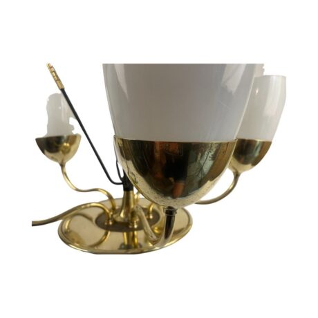 VL1021 Vintage c1960 Lightolier Mid Century Modern 5-Light Brass Chandelier Restored - Image 5