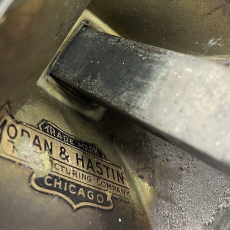 VL1019 Antique c1905 Moran & Hastings Articulating Brass Sconce Handel Shade Restored - Image 7