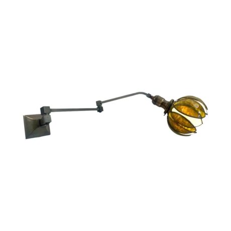 VL1019 Antique c1905 Moran & Hastings Articulating Brass Sconce Handel Shade Restored - Image 2