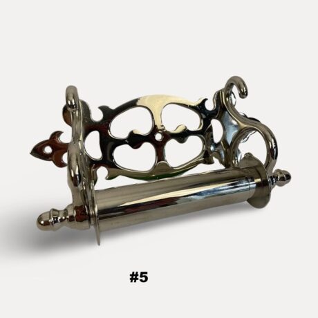 VBP1005B Antique c1900 Victorian Nickel Plated Brass Fancy Toilet Paper Holder Restored - Image 7
