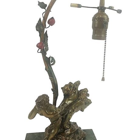 COL1001 Antique c1928 Cast Bronze Art Deco Lamp Armor Bronze New York Cold Painted - Image 4
