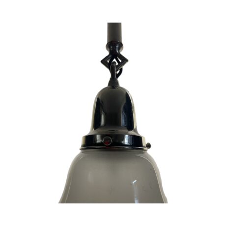 VL1126 Antique 1905 Nickel Plated Beardslee Pendant Sconce Etched Shade Restored - Image 5