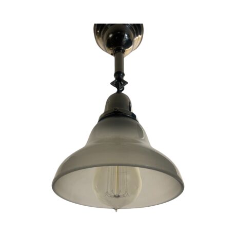 VL1126 Antique 1905 Nickel Plated Beardslee Pendant Sconce Etched Shade Restored - Image 4