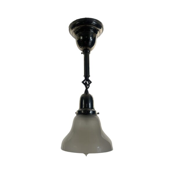 VL1126 Antique 1905 Nickel Plated Beardslee Pendant Sconce Etched Shade Restored