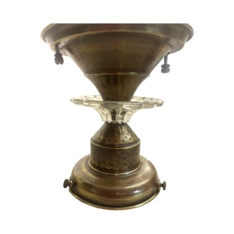 VL1137 Large Holophane Semi Flush Mount Light Hammered Brass Fitter Restored - Image 4