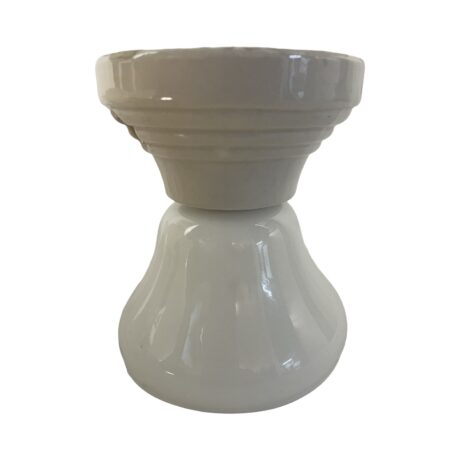 VL1138 Antique c1923 Porcelain Fitter Milk Glass Shade Semi Flush Mount Light - Image 2