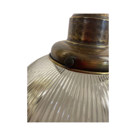VL1137 Large Holophane Semi Flush Mount Light Hammered Brass Fitter Restored - Image 6