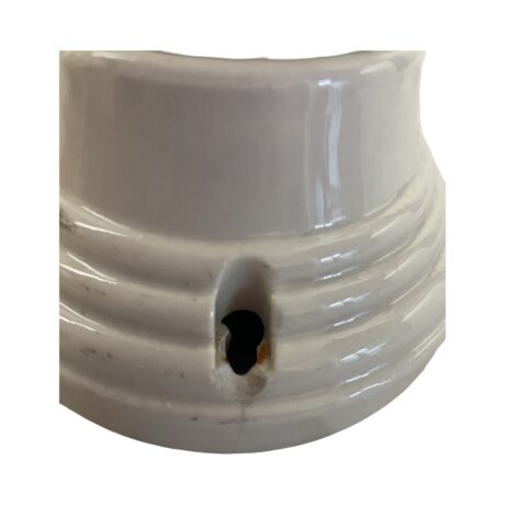 VL1138 Antique c1923 Porcelain Fitter Milk Glass Shade Semi Flush Mount Light - Image 5