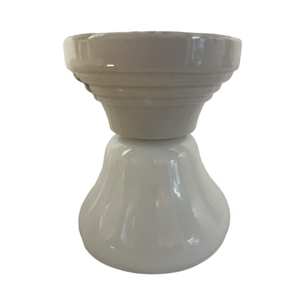 VL1138 Antique c1923 Porcelain Fitter Milk Glass Shade Semi Flush Mount Light