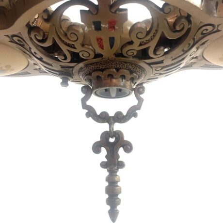 VL1140 Antique Beardslee Williamson Chandelier Original Shades RARE Restored - Image 7