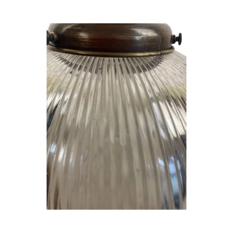 VL1137 Large Holophane Semi Flush Mount Light Hammered Brass Fitter Restored - Image 7