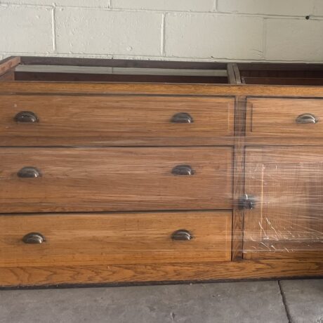 AC1007 Antique c1910 Chicago Oak Built-In Breakfront Buffet Mirrors Original - Image 2