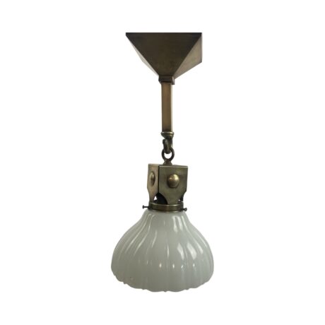 VL1149 Set of 3 Brass Craftsman c1910 Pendants Sconces Sheffield Shades Restored - Image 2