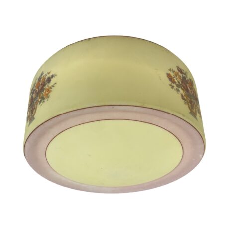 VL1160 Vintage c1930 Semi Flush Mount Light Porcelain Base Floral Shade Restored - Image 4