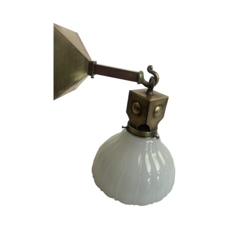 VL1149 Set of 3 Brass Craftsman c1910 Pendants Sconces Sheffield Shades Restored - Image 3