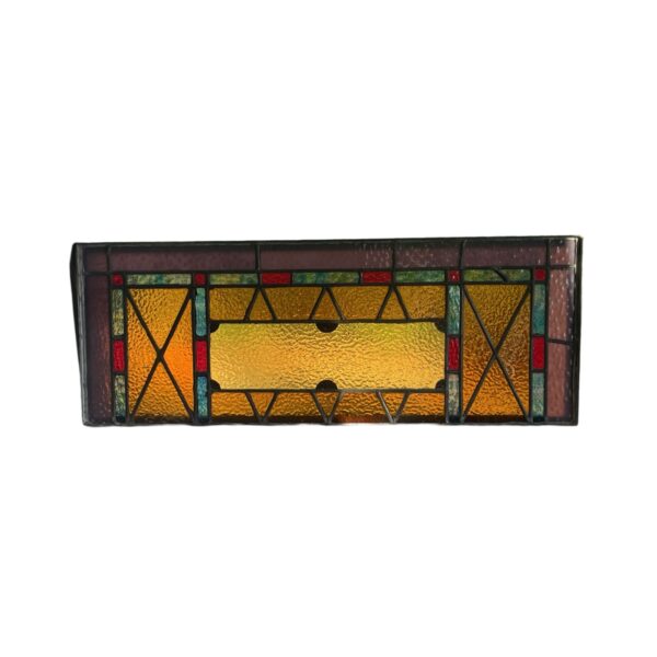 AG1051 Antique Victorian c1900 Stained Glass Transom Church Restored