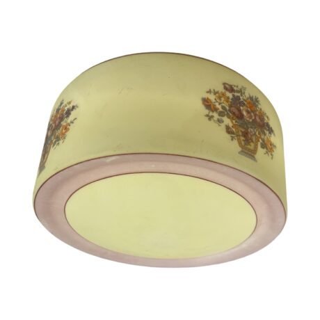 VL1160 Vintage c1930 Semi Flush Mount Light Porcelain Base Floral Shade Restored - Image 7