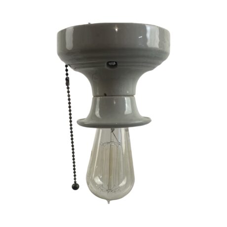 VL1156 Antique c1920 Porcelain Semi-Flush Mount Bare Bulb Ceiling Light Restored - Image 2