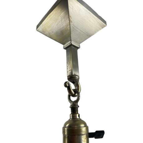 VL1152 Antique Craftsman c1905 Nickel Plated Pendant Holophane Pagoda Shade - Image 3