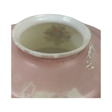 VL1160 Vintage c1930 Semi Flush Mount Light Porcelain Base Floral Shade Restored - Image 9