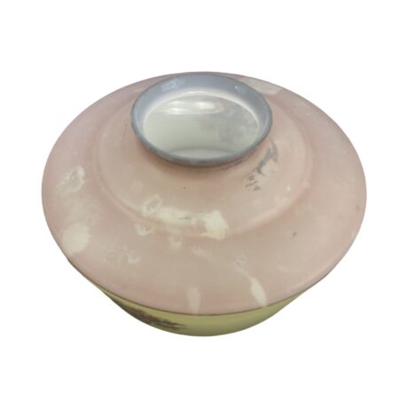 VL1160 Vintage c1930 Semi Flush Mount Light Porcelain Base Floral Shade Restored - Image 8