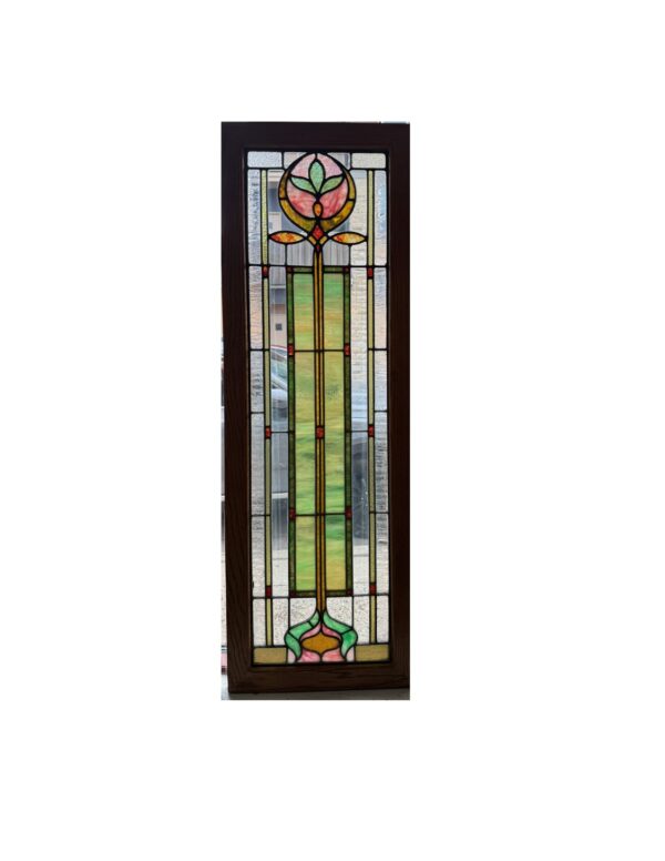 AG1052 Antique c1905 Craftsman Arts & Crafts 5’ Lotus Flower Sidelight Restored