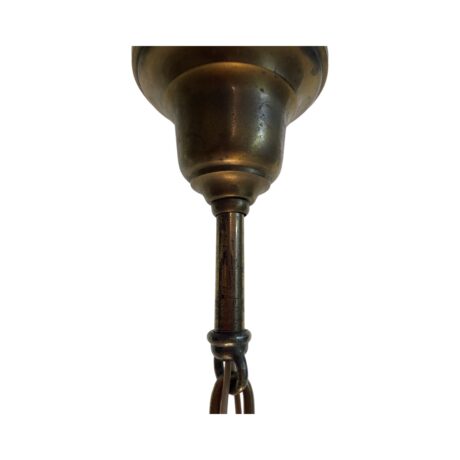 VL1180 Antique c1905 Brass Pendant Embossed Milk Glass Globe Shade Restored - Image 6