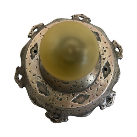 VL1187 Vintage Virden Flush Mount Bare Bulb Tudor Revival Ceiling Light Restored - Image 3