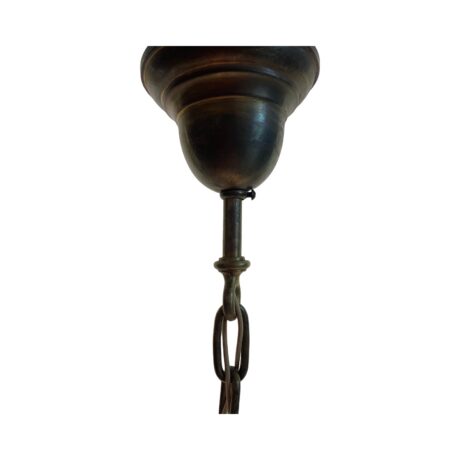 VL1181 Antique c1910 Brass Pendant Holophane Waffle Glass Dental Stalagmite Shade Restored - Image 7