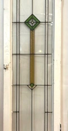 AG1054 Antique c1910 Craftsman Tall Stained Glass Diamond Arrow Window Restored - Image 3