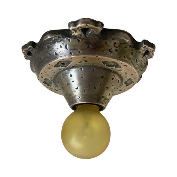 VL1187 Vintage Virden Flush Mount Bare Bulb Tudor Revival Ceiling Light Restored