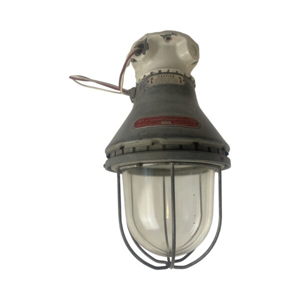 VL1195 Vtg Explosion Proof Mid Century Industrial Globe Light Caged Steam Punk