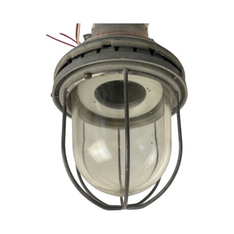 VL1195 Vtg Explosion Proof Mid Century Industrial Globe Light Caged Steam Punk - Image 3
