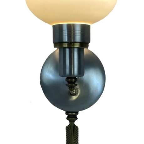 VL1191 Pair c1930s Art Deco Levolite Arrow Sconces Custard Cup Shades Restored - Image 3