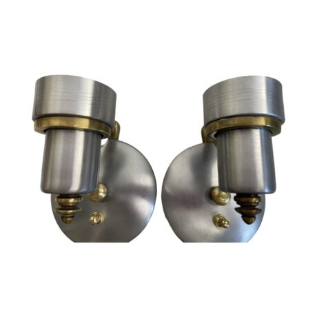 VL1191 Pair c1930s Art Deco Levolite Arrow Sconces Custard Cup Shades Restored - Image 4