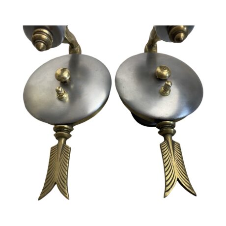 VL1191 Pair c1930s Art Deco Levolite Arrow Sconces Custard Cup Shades Restored - Image 5