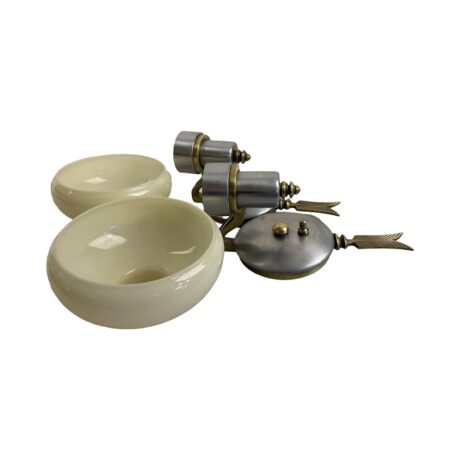 VL1191 Pair c1930s Art Deco Levolite Arrow Sconces Custard Cup Shades Restored - Image 6