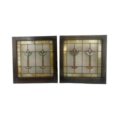 AG1062 Antique c1915 Craftsman Piano Window Lotus Flower Pattern Original - Image 2