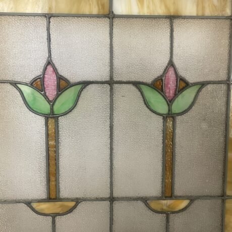 AG1062 Antique c1915 Craftsman Piano Window Lotus Flower Pattern Original - Image 4