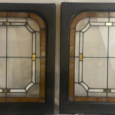 AG1059 Pair Antique c1905 Chicago Salvage Stained Glass Landing Windows Restored - Image 3