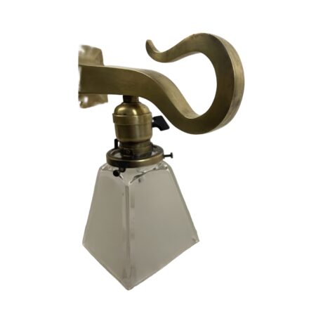 VL1215 Pair Antique Craftsman c1905 Brass Shepherd’s Hook Beam Sconces Restored - Image 5