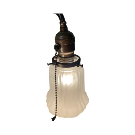 VL1225 Pair c1905 Antique Brass Sconces Etched Period Sheffield Shades Restored - Image 3