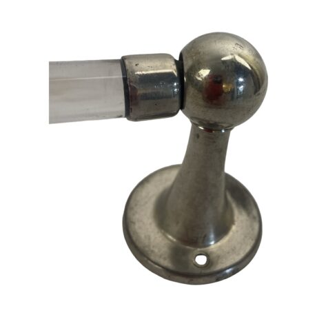 VBP1056 Antique Vintage c1910 Nickel Plated Brass 20” Glass Towel Bar - Image 3