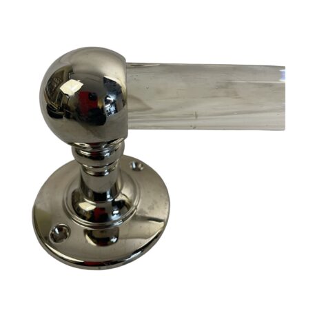 VBP1060 Antique c1910 22” Glass 1” Towel Bar Nickel Plated Ends - Image 2