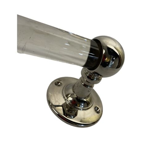 VBP1060 Antique c1910 22” Glass 1” Towel Bar Nickel Plated Ends - Image 3