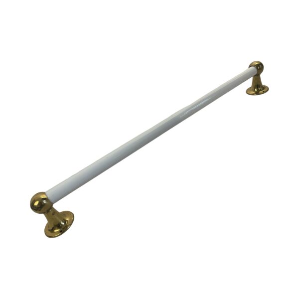 VBP1058 Antique Vintage c1910 25” Milk Glass Towel Bar Polished Brass Ends
